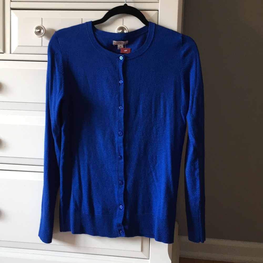 Merona Blue Crew Neck Cardigan Sz Medium NWT